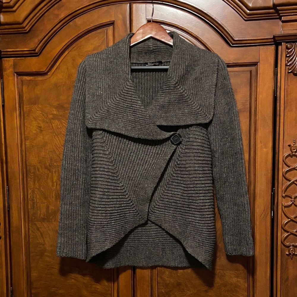 Elisabetta Collection Brown Ribbed Cardigan Sweater Made in Italy    Size Medium
